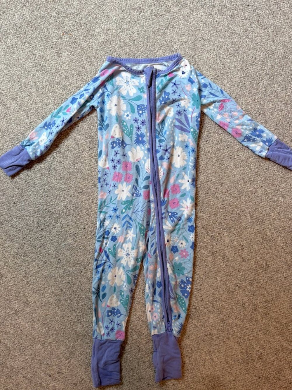 Little Sleepies Blue Floral Zippy (6–12M)